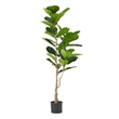 Axel Faux Fiddle Leaf Fig Tree- Iron Frame- Green Poly Silk 59 Inch