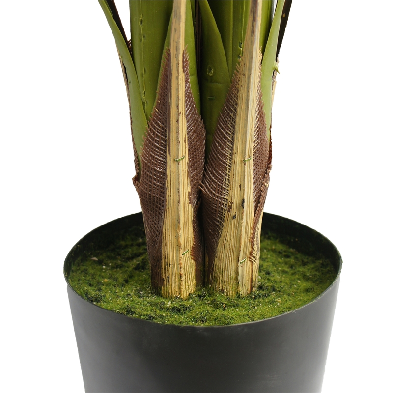 Anva Artificial Palm Tree- Pre-Potted Design- Green Iron-Poly Silk 59 Inch