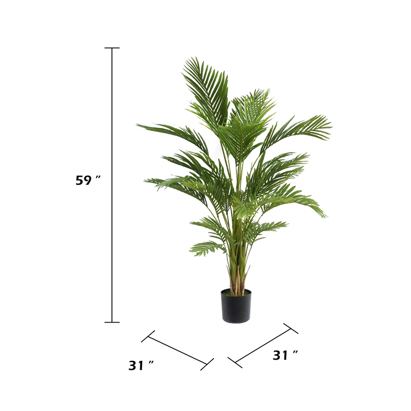 Anva Artificial Palm Tree- Pre-Potted Design- Green Iron-Poly Silk 59 Inch