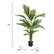 Artificial Palm Tree- Pre-Potted Design- Lifelike Iron-Poly Silk 71 Inch
