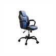 Gaming Office Chair w Casters- Foam Fill Black and Blue Faux Leather