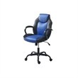 Gaming Office Chair w Casters- Foam Fill Black and Blue Faux Leather