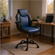 Gaming Office Chair w Casters- Foam Fill Black and Blue Faux Leather