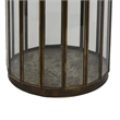 Bonie 7in Glass Hurricane Candle Holder with Paneled Frame- Bronze Metal