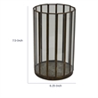 Bonie 7in Glass Hurricane Candle Holder with Paneled Frame- Bronze Metal