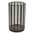Bonie 7in Glass Hurricane Candle Holder with Paneled Frame- Bronze Metal