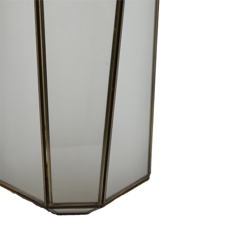 Raha Vintage Lantern with Frosted Glass Panels- Bronze Metal Frame 13 Inch