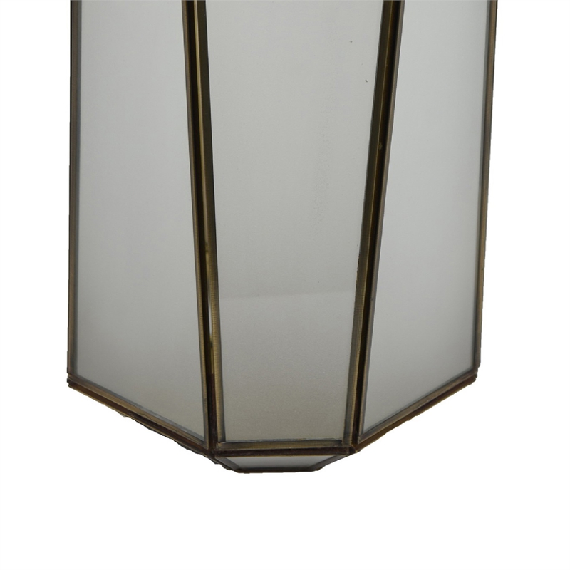 Raha Vintage Lantern with Frosted Glass Panels- Bronze Metal Frame 13 Inch