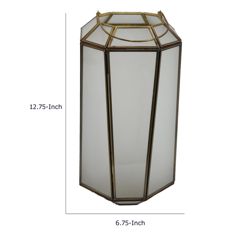 Raha Vintage Lantern with Frosted Glass Panels- Bronze Metal Frame 13 Inch