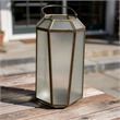 Raha Vintage Lantern with Frosted Glass Panels- Bronze Metal Frame 13 Inch
