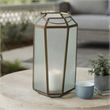 Raha Vintage Lantern with Frosted Glass Panels- Bronze Metal Frame 13 Inch