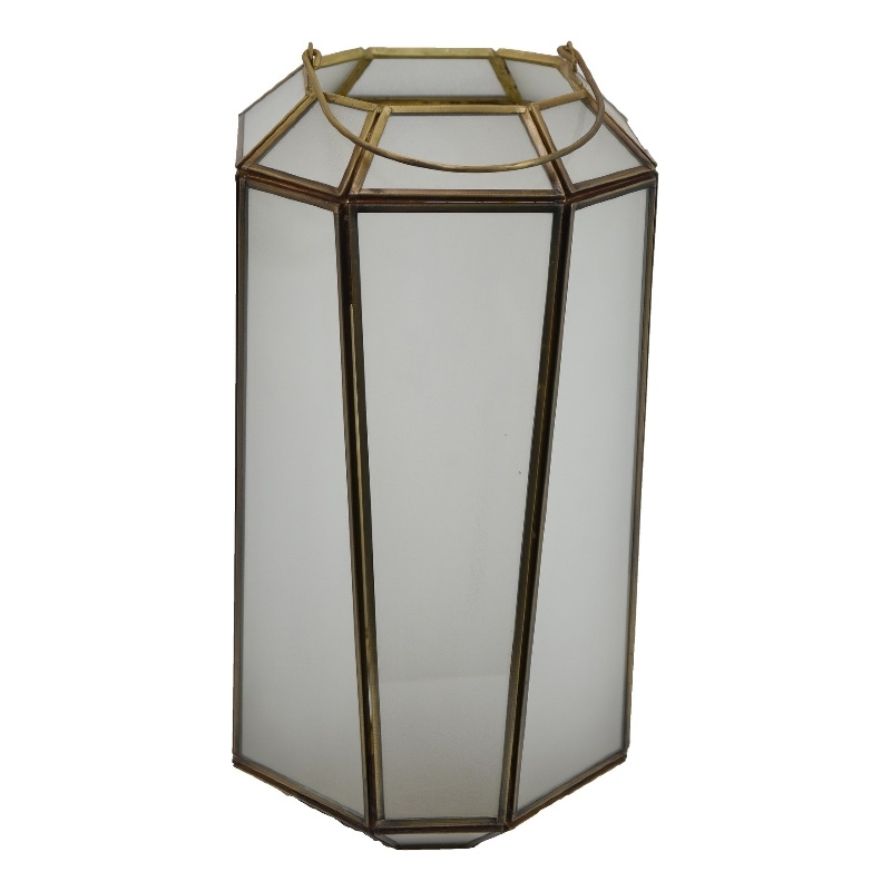 Raha Vintage Lantern with Frosted Glass Panels- Bronze Metal Frame 13 Inch