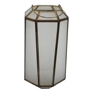 Raha Vintage Lantern with Frosted Glass Panels- Bronze Metal Frame 13 Inch