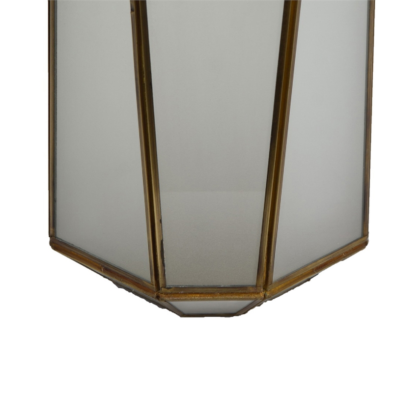 raha vintage lantern with frosted glass panels- bronze metal frame 11 inch