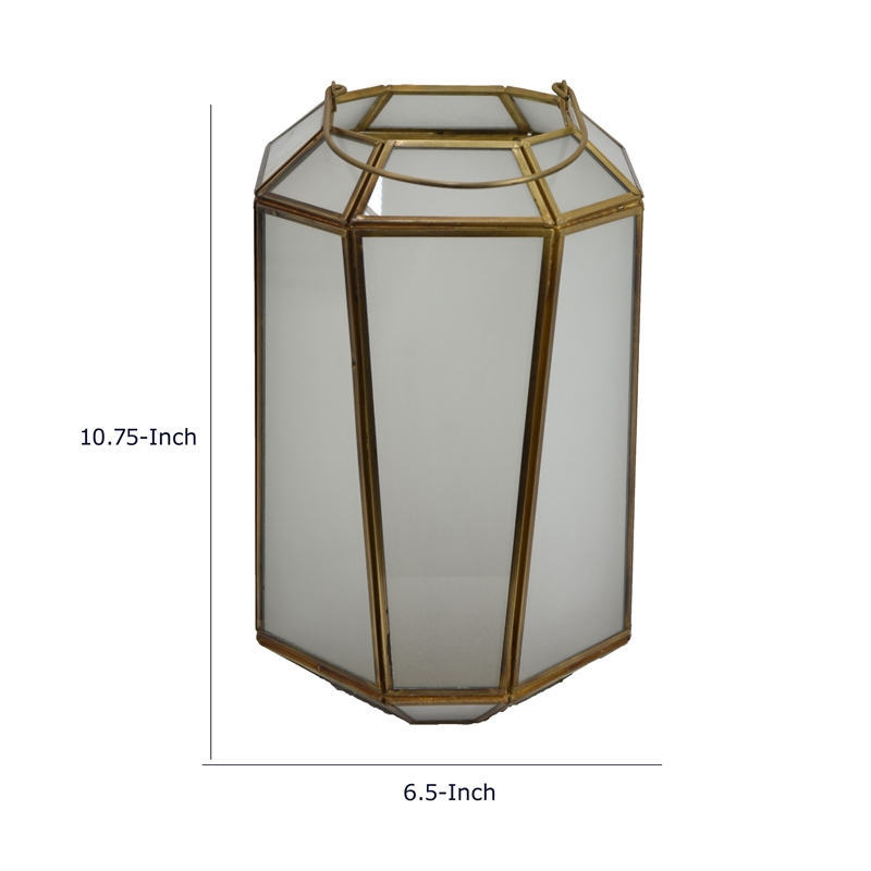 raha vintage lantern with frosted glass panels- bronze metal frame 11 inch