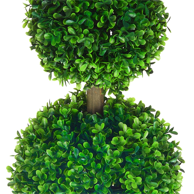 Lesli Double Ball Boxwood Topiary Trees- Set of 2- Green 24 Inch