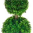 Lesli Double Ball Boxwood Topiary Trees- Set of 2- Green 24 Inch
