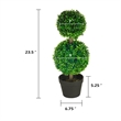 Lesli Double Ball Boxwood Topiary Trees- Set of 2- Green 24 Inch