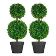 Lesli Double Ball Boxwood Topiary Trees- Set of 2- Green 24 Inch