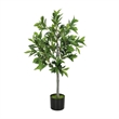 Tommy Lifelike Laurel Artificial Tree w Cement-Filled Pot- Green 35 Inch