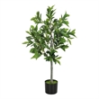 Tommy Lifelike Laurel Artificial Tree w Cement-Filled Pot- Green 35 Inch