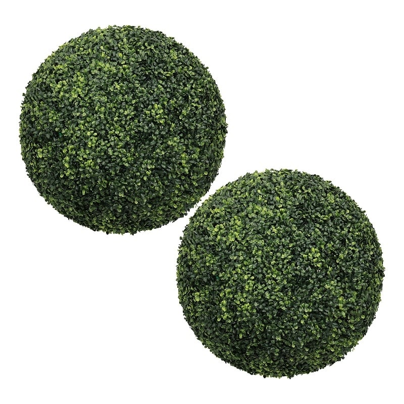 Sophie Faux Boxwood Topiary Balls- Set of 2- Green Poly Silk 23 Inch