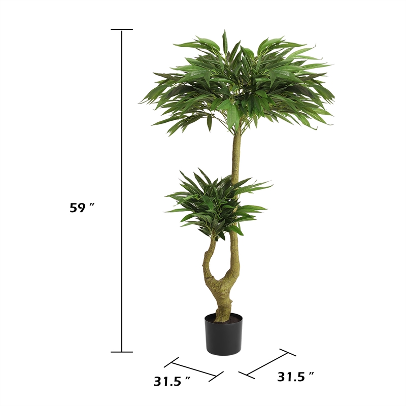 Aisha 5 ft Artificial Willow Tree with Poly Silk Foliage- 59 Inch