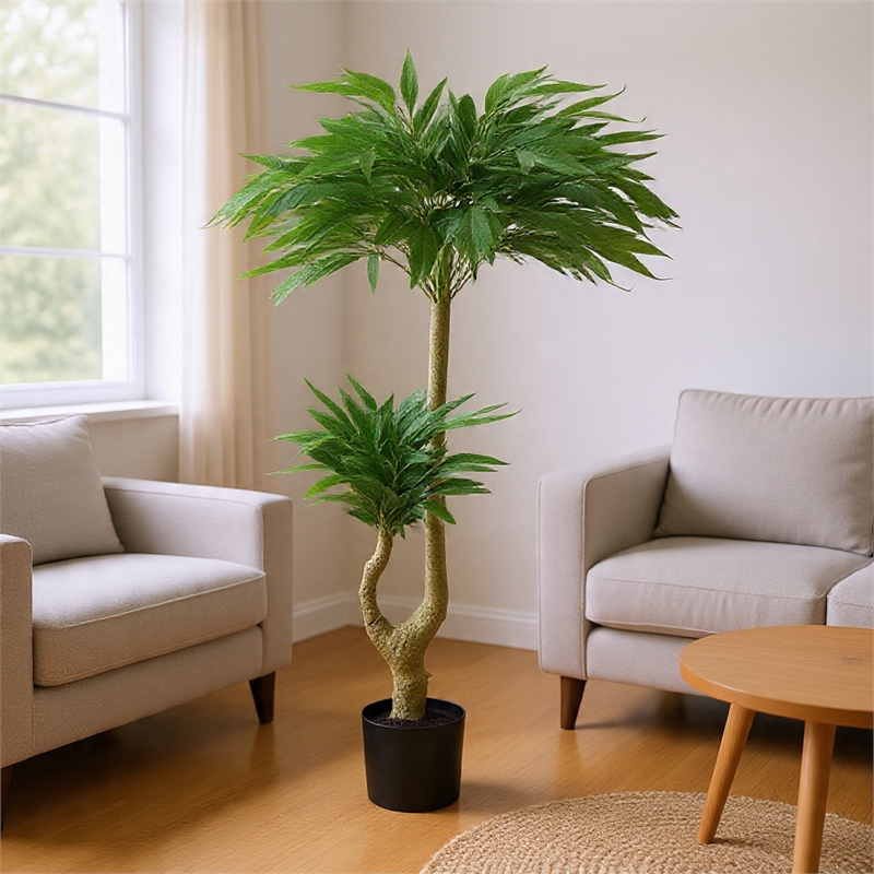 Aisha 5 ft Artificial Willow Tree with Poly Silk Foliage- 59 Inch