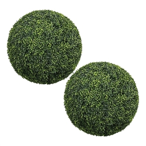 Sophie Faux Boxwood Topiary Balls- Set of 2- Green Poly Silk 23 Inch