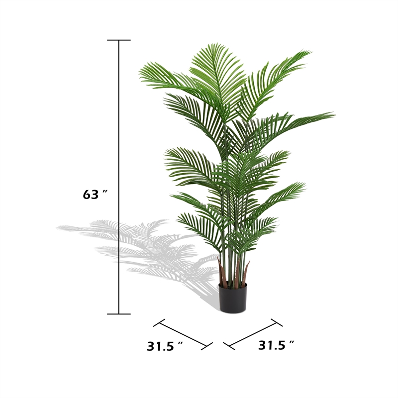 Norah Faux Areca Palm Tree- Set of 2- 15 Folds- Green Poly Silk 63 Inch