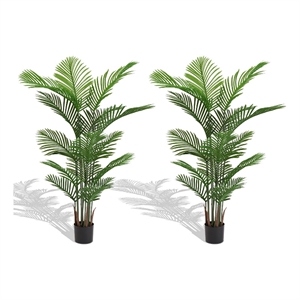 Norah Faux Areca Palm Tree- Set of 2- 15 Folds- Green Poly Silk 63 Inch