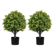 Manto Boxwood Topiary Ball Trees- Set of 2- Green Poly Silk 22 Inch