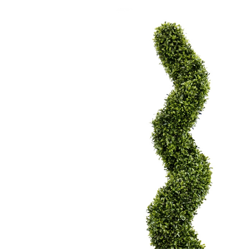 Vena 6 Ft Outdoor Spiral Topiary Tree- Set of 2- Green Poly Silk 71 Inch