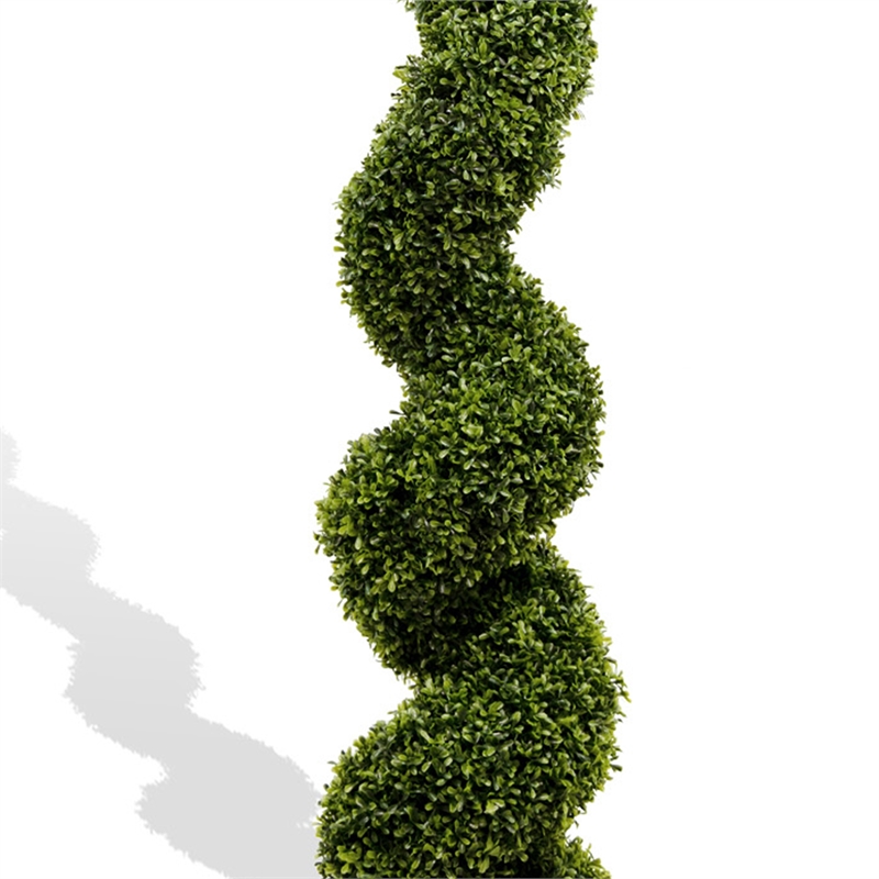 Vena 6 Ft Outdoor Spiral Topiary Tree- Set of 2- Green Poly Silk 71 Inch