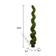 Vena 6 Ft Outdoor Spiral Topiary Tree- Set of 2- Green Poly Silk 71 Inch