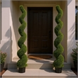 Vena 6 Ft Outdoor Spiral Topiary Tree- Set of 2- Green Poly Silk 71 Inch