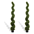 Vena 6 Ft Outdoor Spiral Topiary Tree- Set of 2- Green Poly Silk 71 Inch