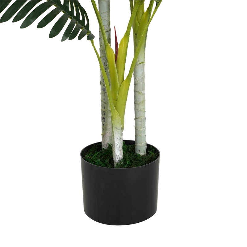 Rita Artificial Palm Tree- Set of 2- Iron- Green Poly Silk 61 Inch