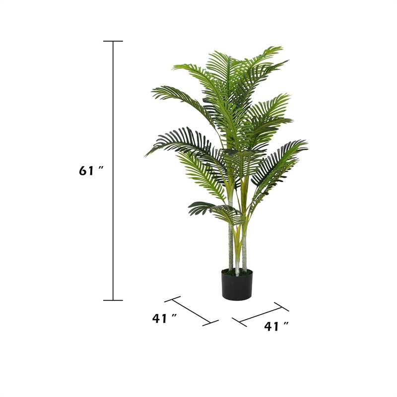Rita Artificial Palm Tree- Set of 2- Iron- Green Poly Silk 61 Inch