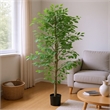 Carla Artificial Ficus Tree with PEVA Leaves- Black Pot- Lifelike 71 Inch
