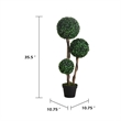 Raha Triple Ball Boxwood Tree in Black Pot- Lifelike Poly Silk 36 Inch