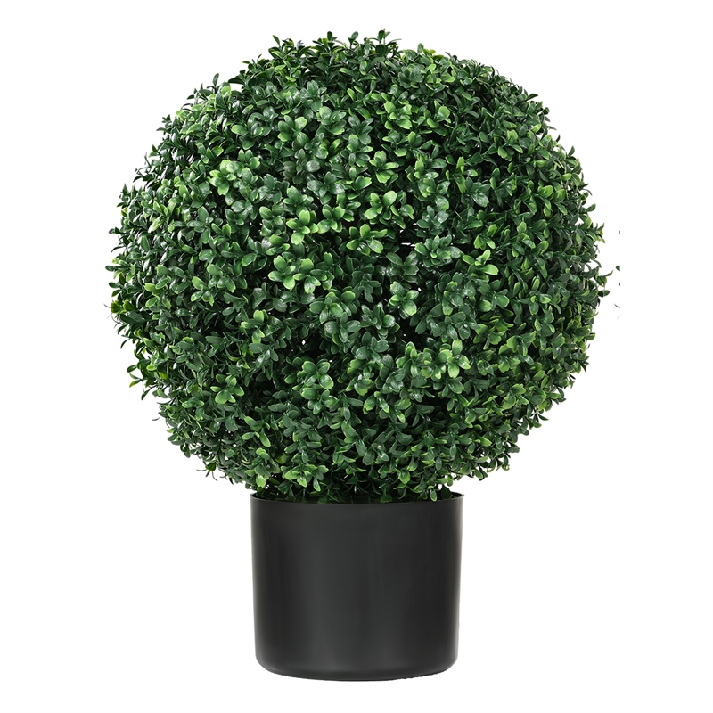 Jese Faux Boxwood Ball Topiary Tree- Set of 2- Faux Moss- Lifelike 21 Inch