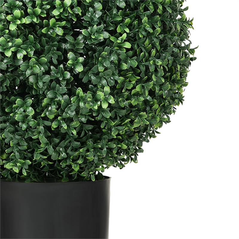 Jese Faux Boxwood Ball Topiary Tree- Set of 2- Faux Moss- Lifelike 21 Inch