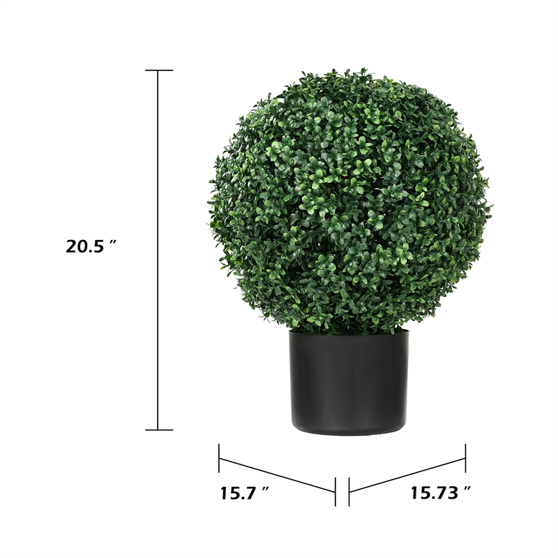 Jese Faux Boxwood Ball Topiary Tree- Set of 2- Faux Moss- Lifelike 21 Inch