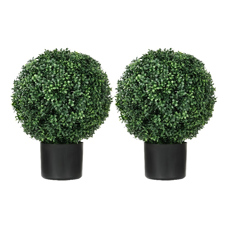 Jese Faux Boxwood Ball Topiary Tree- Set of 2- Faux Moss- Lifelike 21 Inch