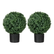 Jese Faux Boxwood Ball Topiary Tree- Set of 2- Faux Moss- Lifelike 21 Inch
