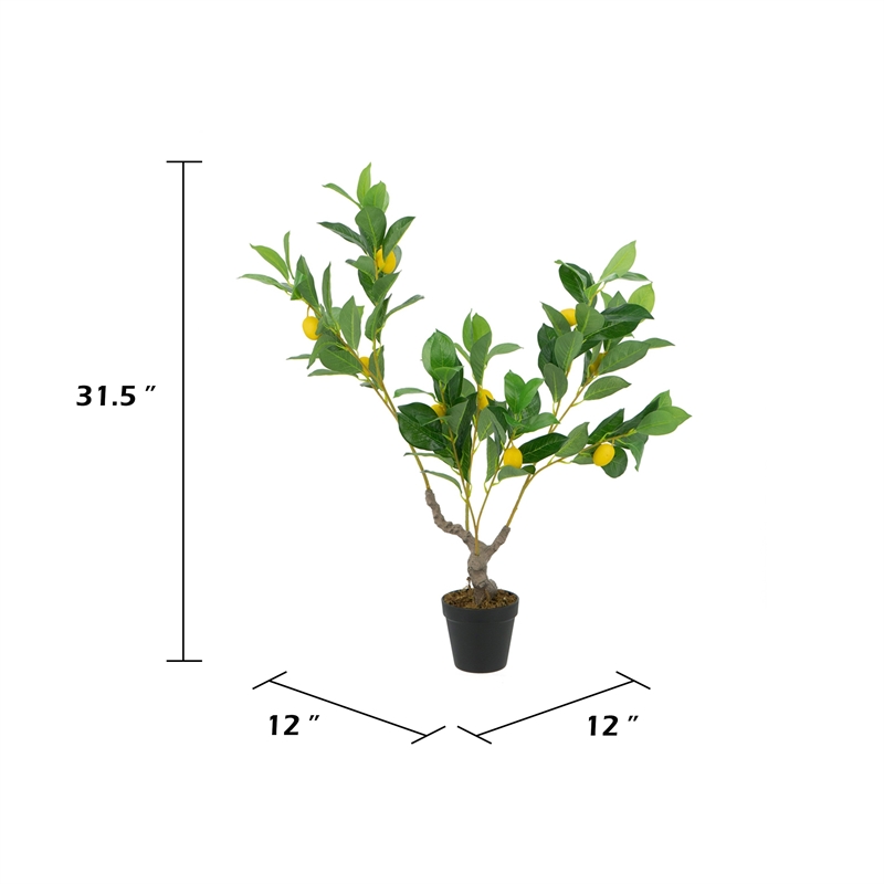 Artificial Lemon Tree with Lifelike Lemon- Black Pot- Lifelike 32 Inch