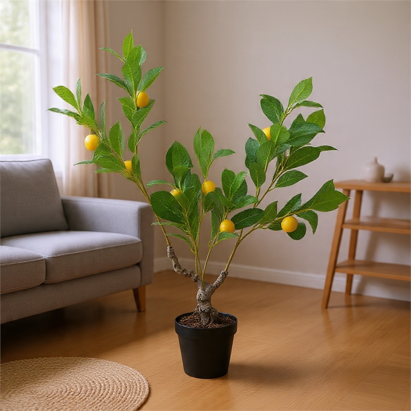 Artificial Lemon Tree with Lifelike Lemon- Black Pot- Lifelike 32 Inch