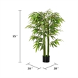 Valey Faux Bamboo Tree with Cement-Filled Pot- Lifelike Poly Silk 55 Inch