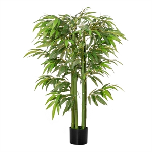 Valey Faux Bamboo Tree with Cement-Filled Pot- Lifelike Poly Silk 55 Inch